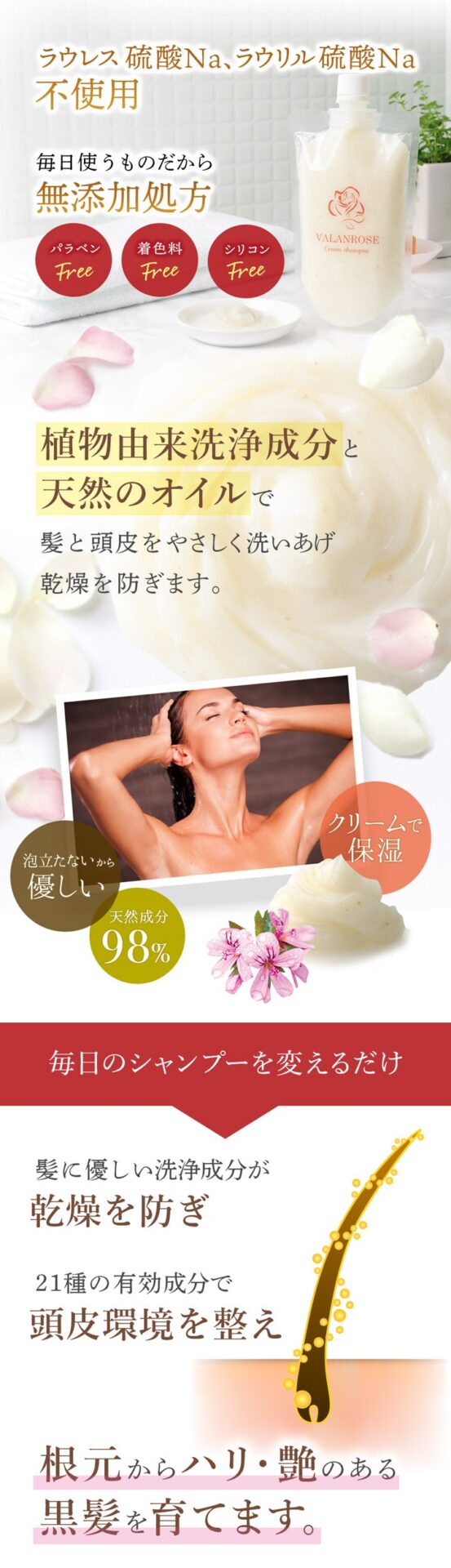VARANROSE クリームシャンプー 植物由来説明